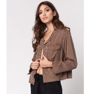 ✅ Young Fabulous and Broke Ryder Studded Jacket BROWN SIZE SMALL